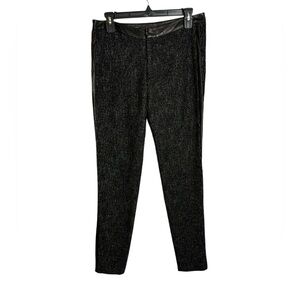 Marna Ro Black White Tweed Lamb Leather Lined Skinny Pant Size Small